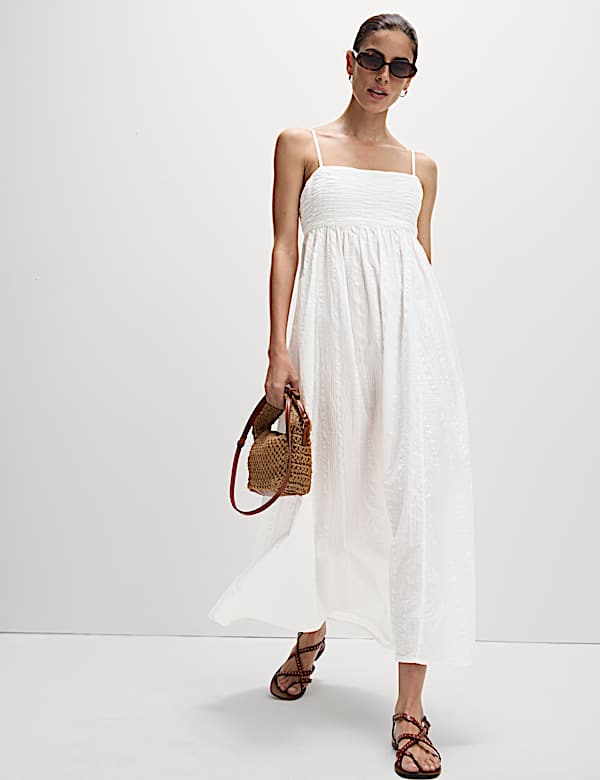 Seersucker Tie Back Maxi Beach Dress