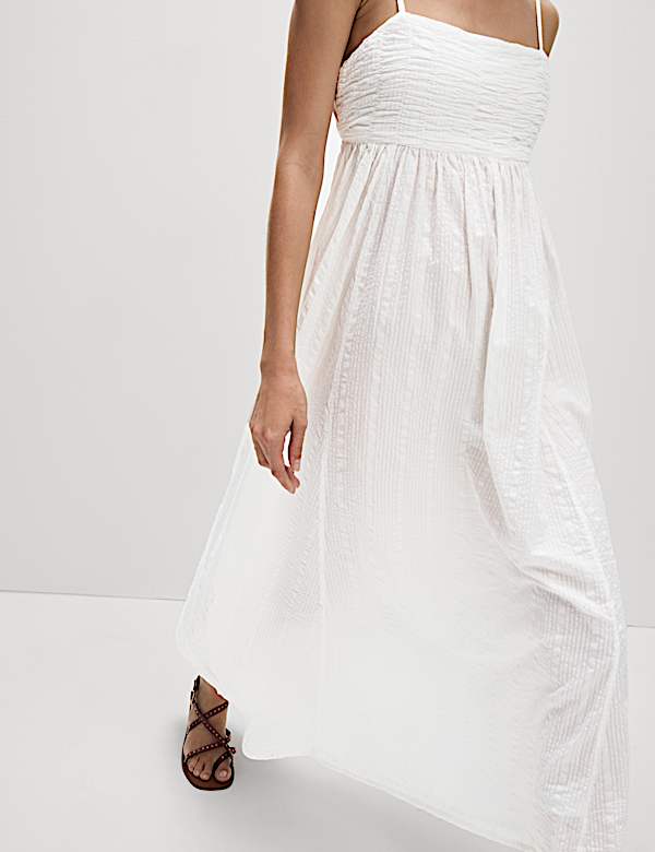 Seersucker Tie Back Maxi Beach Dress