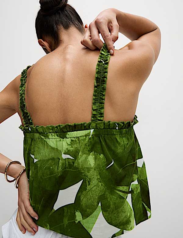 Pure Cotton Printed Strappy Vest