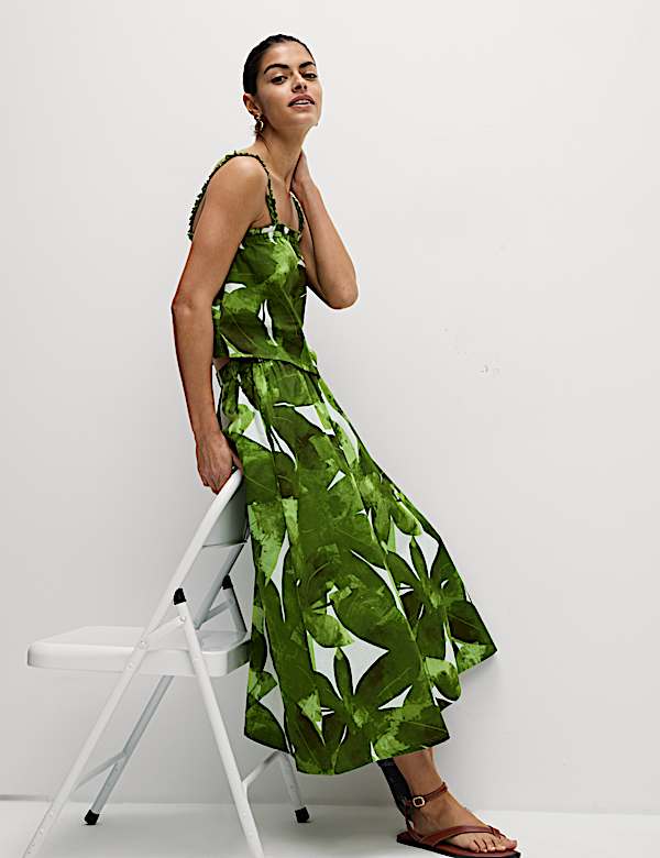 Pure Cotton Printed Strappy Vest