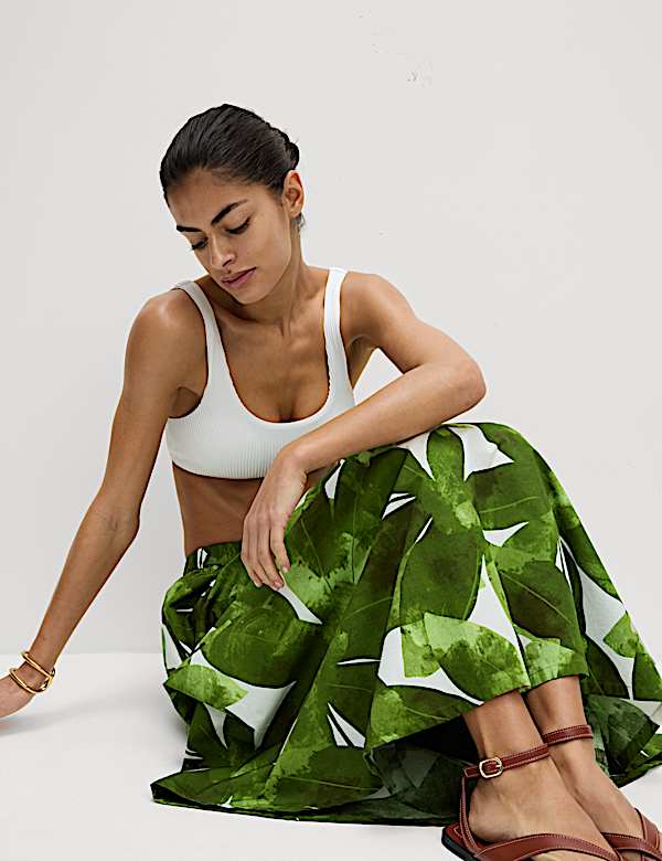 Pure Cotton Printed Midaxi Beach Skirt