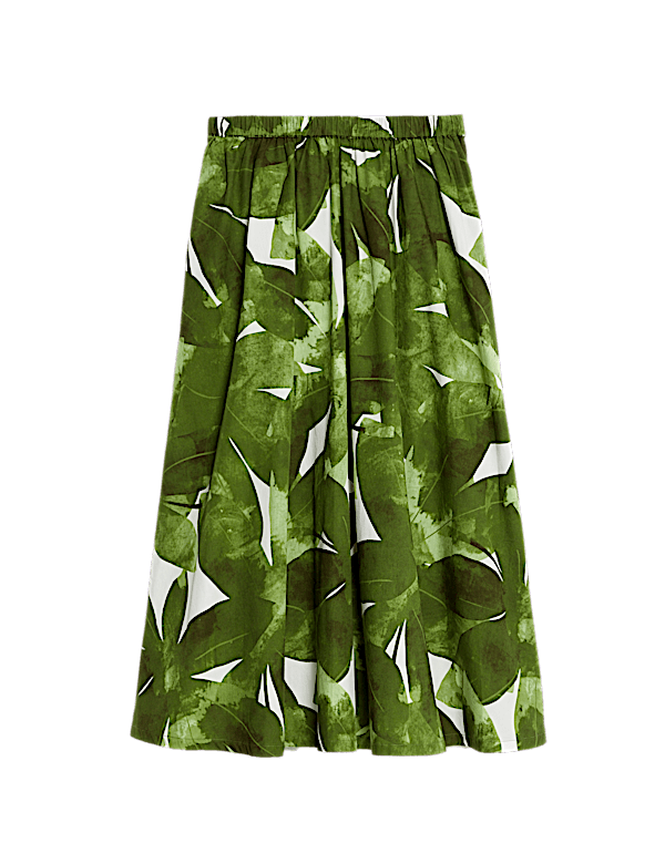Pure Cotton Printed Midaxi Beach Skirt