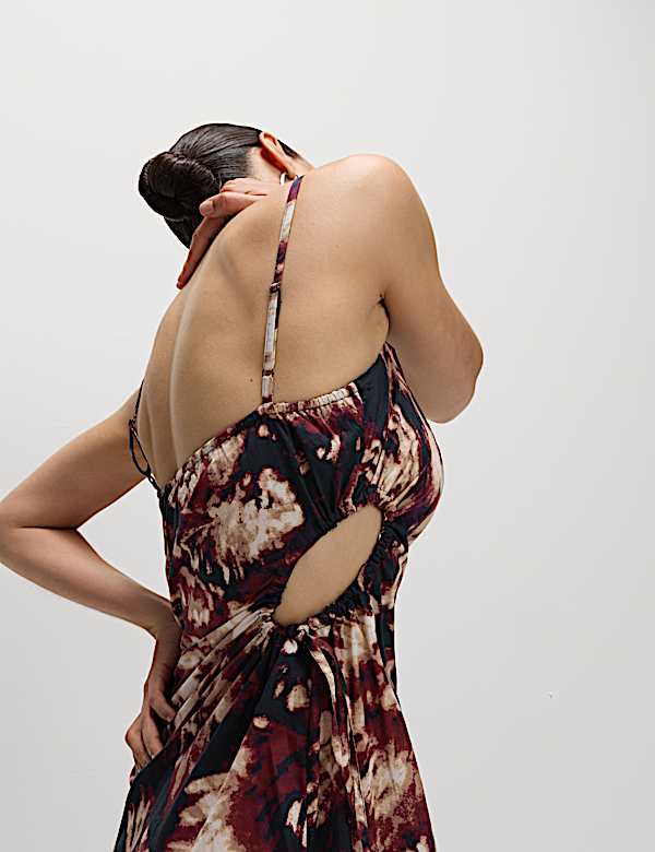 Pure Cotton Printed Cut Out Maxi Beach Dress