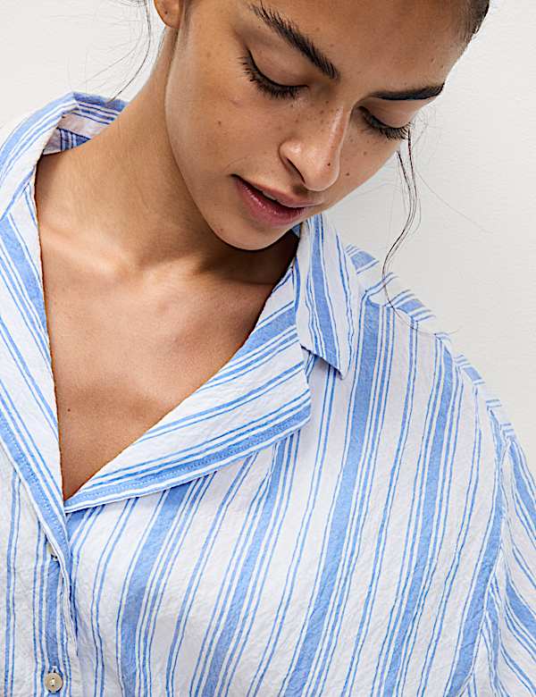 Cotton Rich Striped Beach Shirt - JE