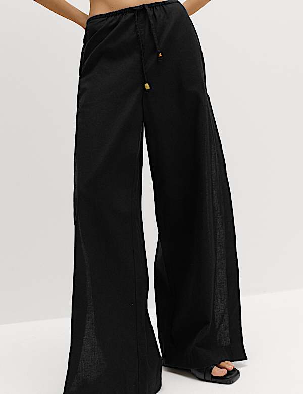 Cotton Rich Beaded Drawstring Beach Trousers