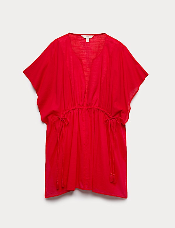 Pure Cotton Tie Detail Mini Kaftan Dress - GR