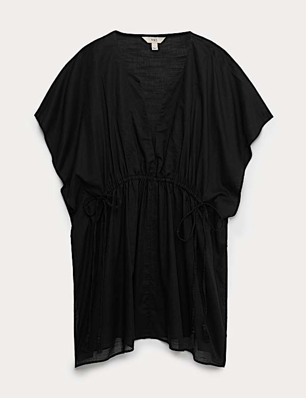 Pure Cotton Tie Detail Mini Kaftan Dress - GR