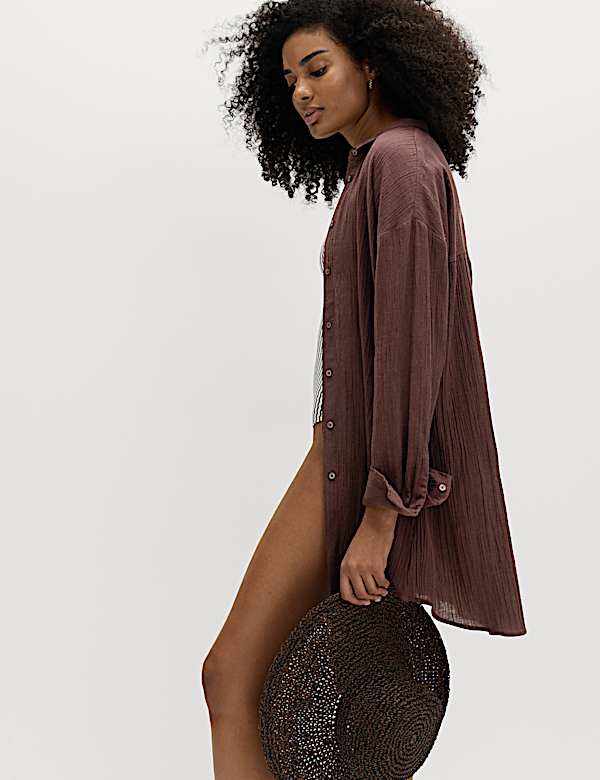 Cotton Rich Textured Shirt with Linen