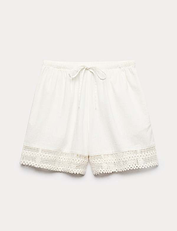 Pure Cotton Lace Insert Beach Shorts