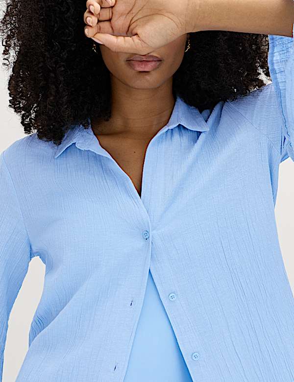 Midi-Hemdkleid mit hohem Baumwollanteil und Leinen - AT