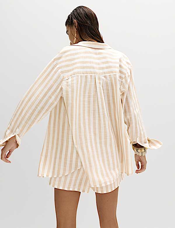 Pure Cotton Striped Long Sleeve Beach Shirt