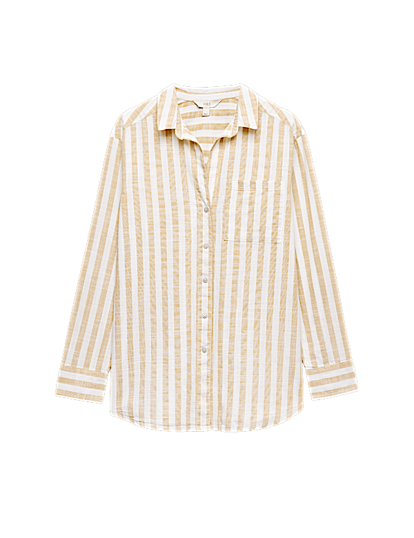 Pure Cotton Striped Long Sleeve Beach Shirt