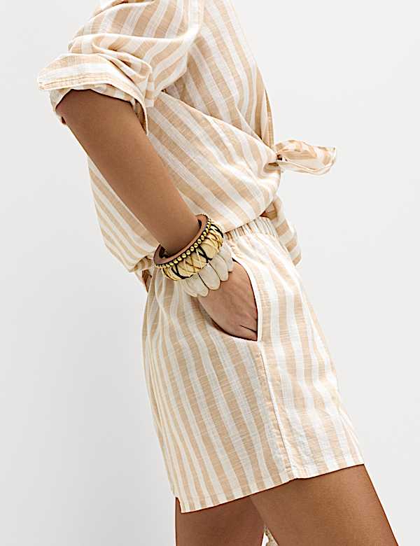 Pure Cotton Striped Beach Shorts