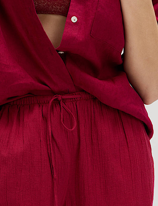 Cotton Rich Beach Trousers with Linen