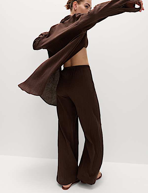 מכנסי חוף מבד עשיר בכותנה בשילוב פשתן - IL