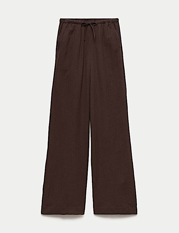 Cotton Rich Beach Trousers with Linen
