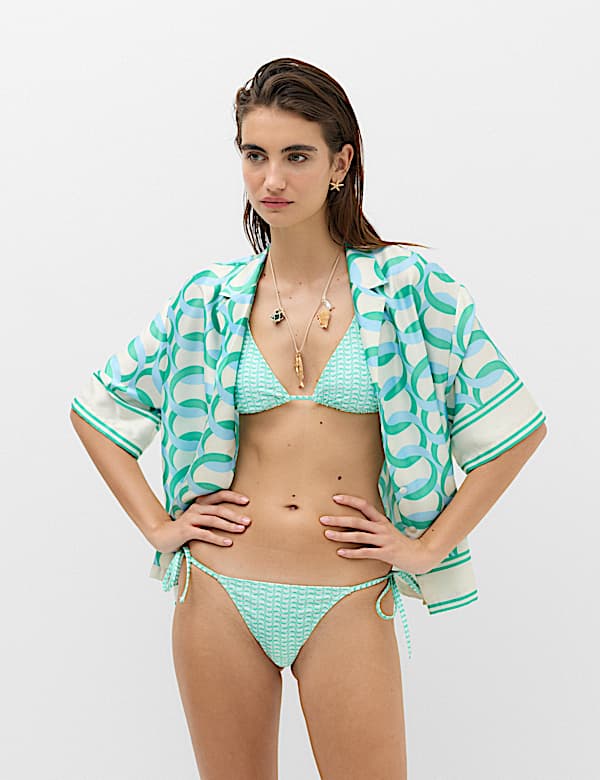 Satin Printed Short Sleeve Beach Shirt