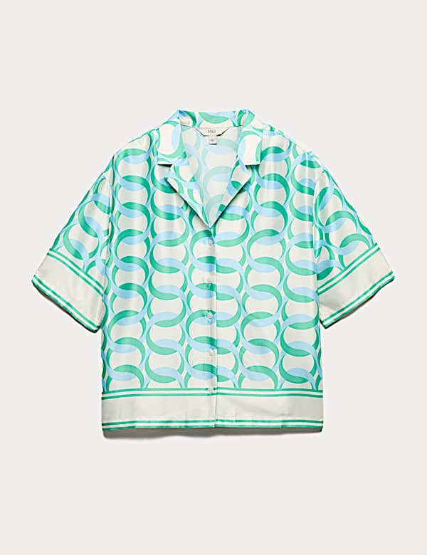 Satin Printed Short Sleeve Beach Shirt - SE