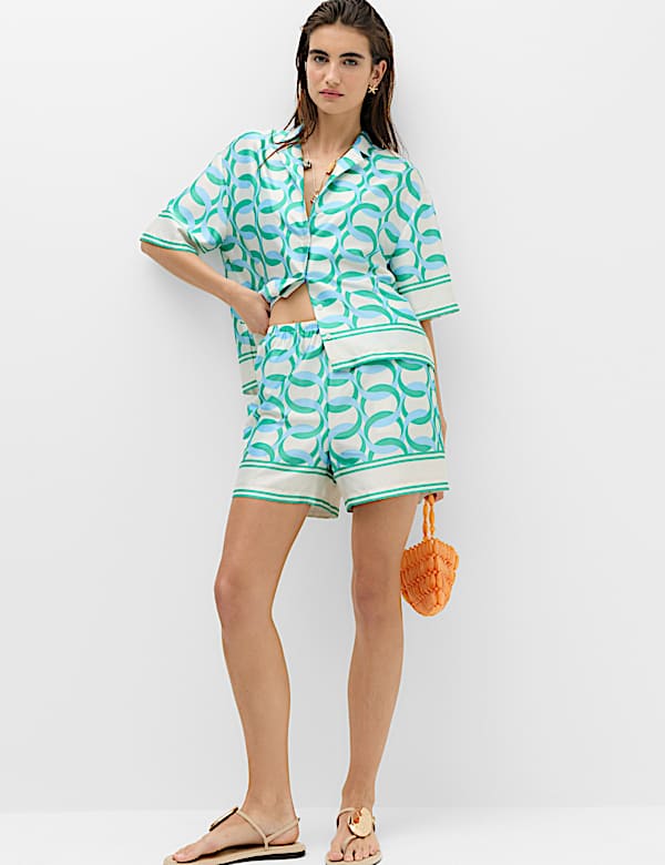 Satin Printed Beach Shorts