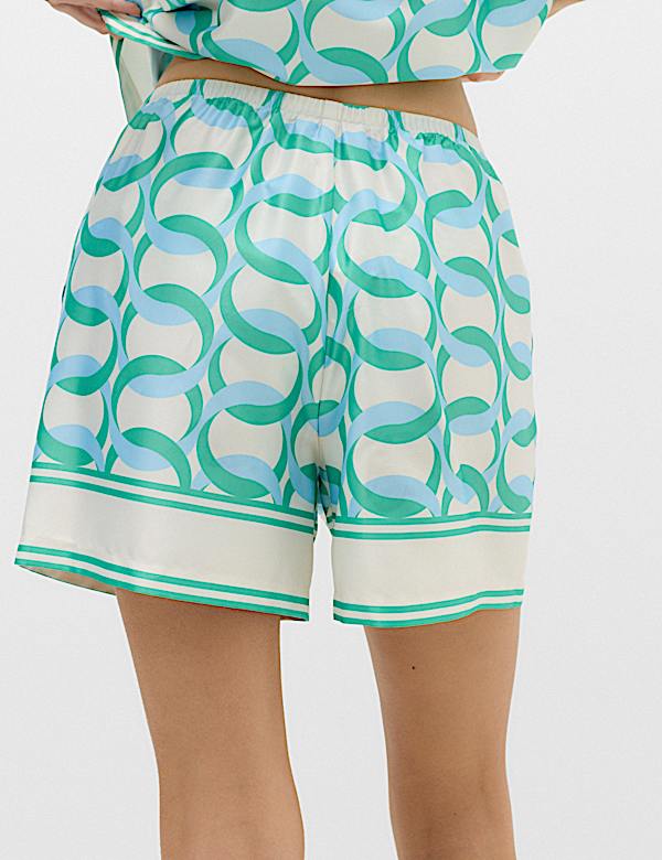 Satin Printed Beach Shorts