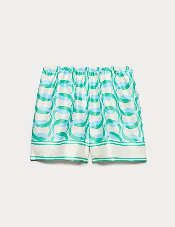 Celana Pendek Pantai Satin Bermotif - ID