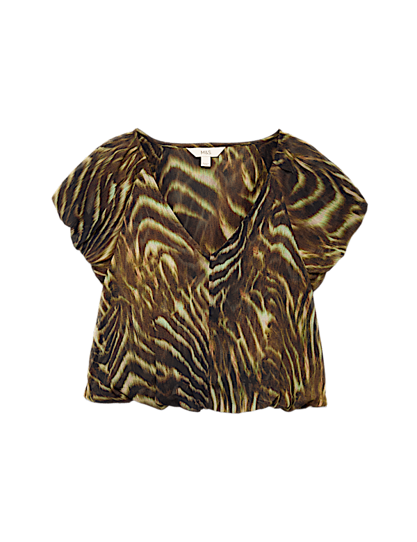 Printed Puff Sleeve Volume Top