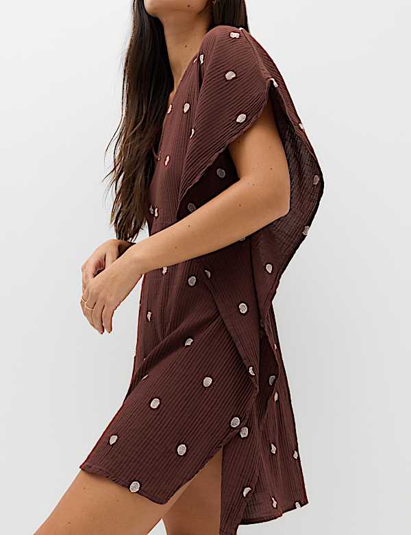 Pure Cotton Polka Dot Beach Cover Up Kaftan - MV