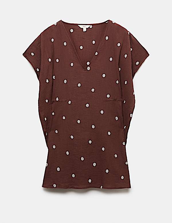 Pure Cotton Polka Dot Beach Cover Up Kaftan - MV
