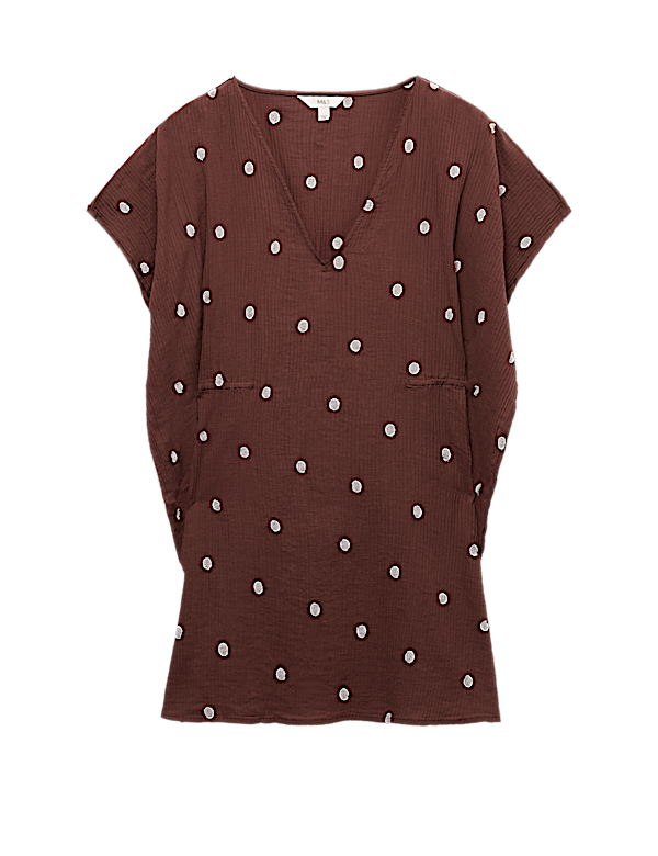 Pure Cotton Polka Dot Beach Cover Up Kaftan