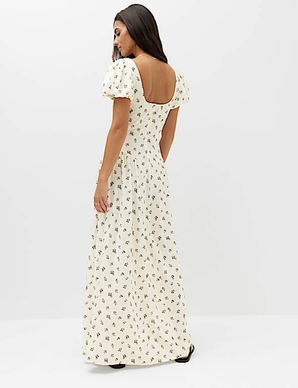 Linen Rich Floral Scoop Neck Maxi Dress - AU