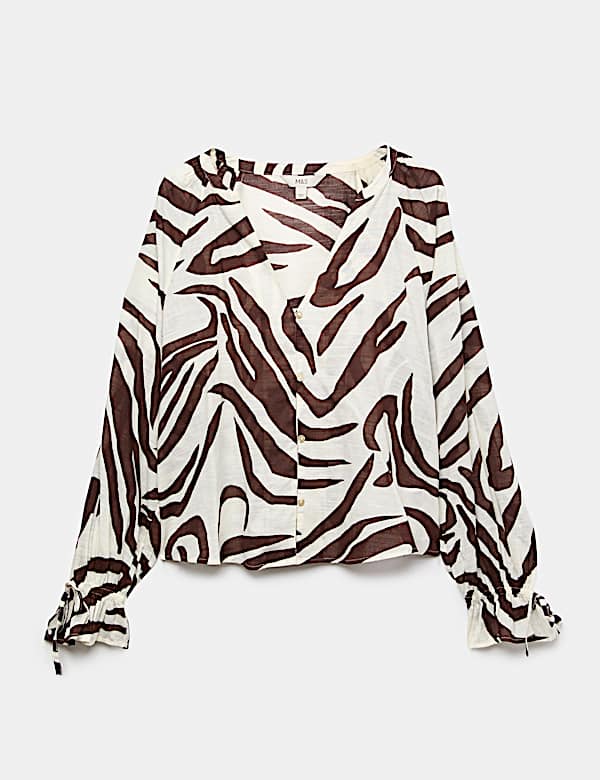 Camisa playera larga 100 % algod&oacute;n con estampado animal - US
