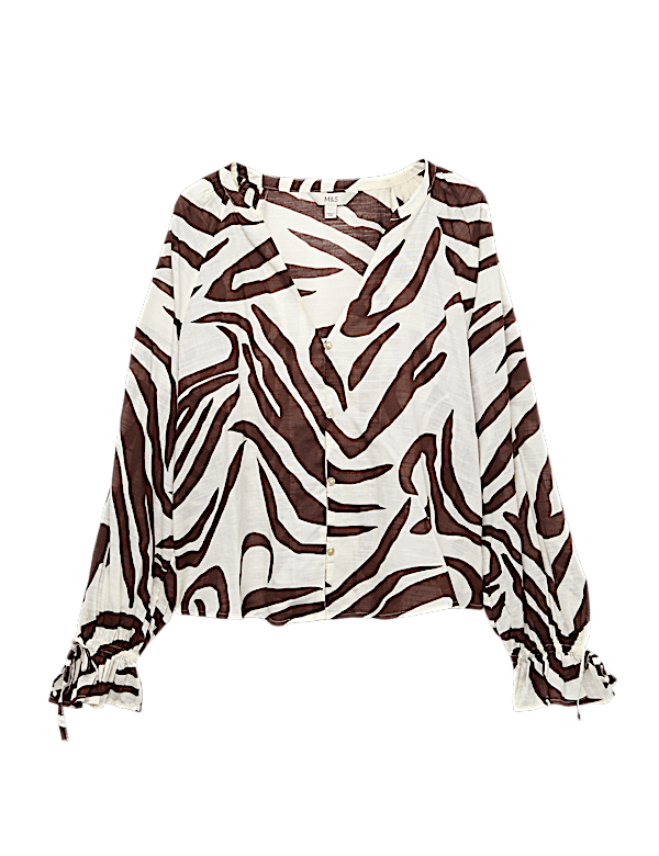 Pure Cotton Animal Print Beach Cover Up Shirt