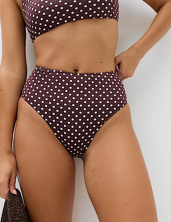 Parte de abajo de bikini de cintura alta con estampado - US