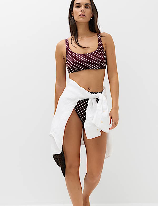 Parte de abajo de bikini de cintura alta con estampado - US