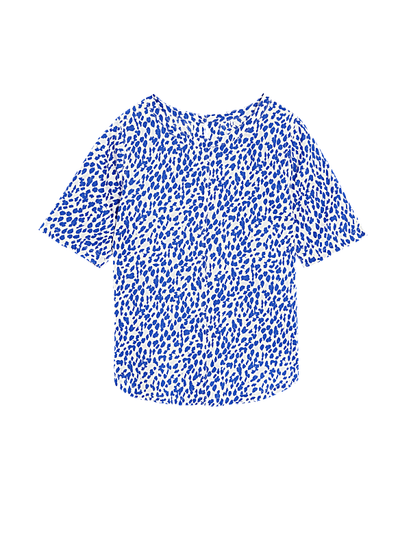 Pure Linen Printed Round Neck T-Shirt