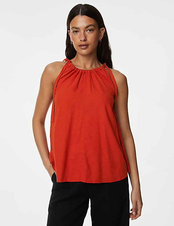 Linen Rich High Neck Cami Top