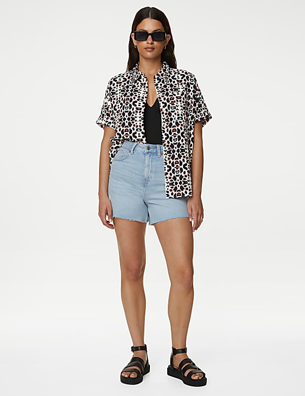 Linen Rich Printed Collared Beach Shirt