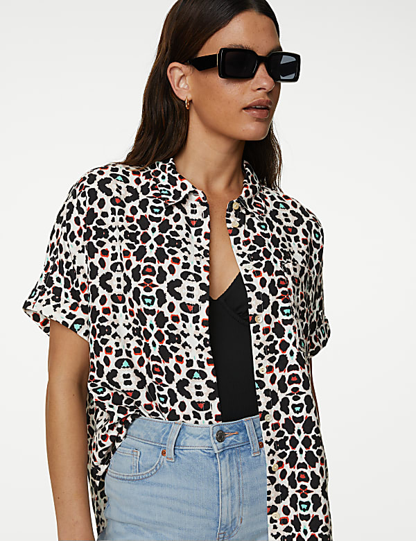 Linen Rich Printed Collared Beach Shirt
