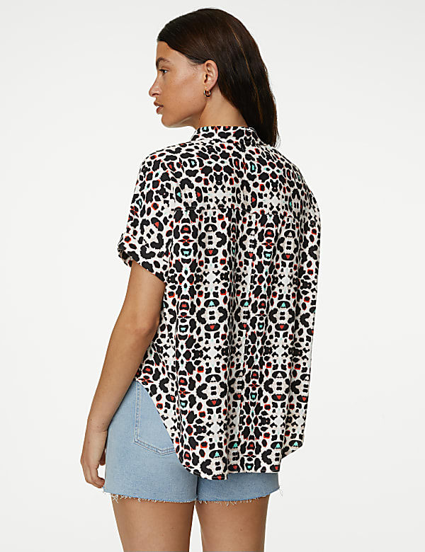 Linen Rich Printed Collared Beach Shirt