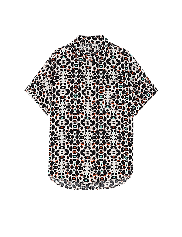 Linen Rich Printed Collared Beach Shirt