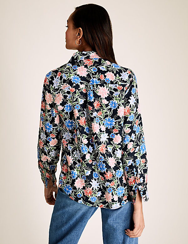 Pure Linen Floral Long Sleeve Shirt