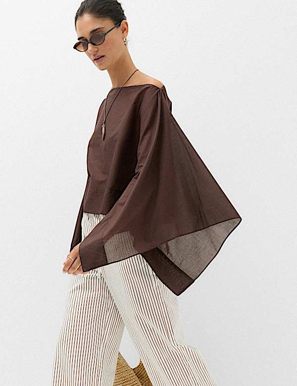 Pure Cotton Sheer Cape Top