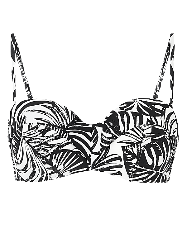 Monochrome Leaf Wired Bandeau Bikini Top