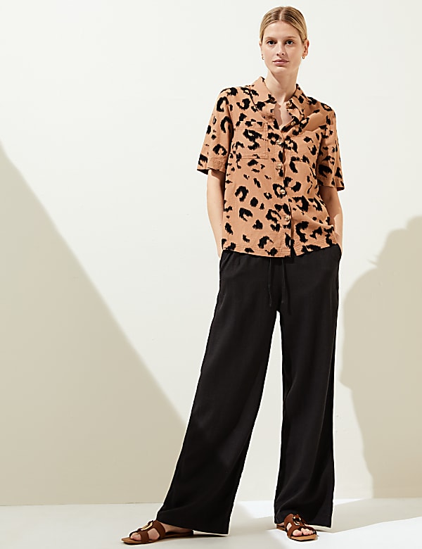 Linen Rich Animal Print Collared Shirt