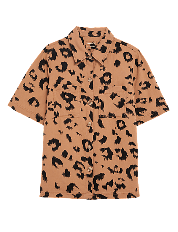 Linen Rich Animal Print Collared Shirt