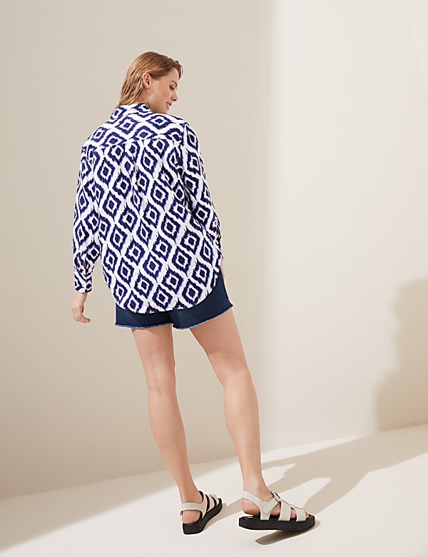 Pure Linen Printed Oversized Shirt