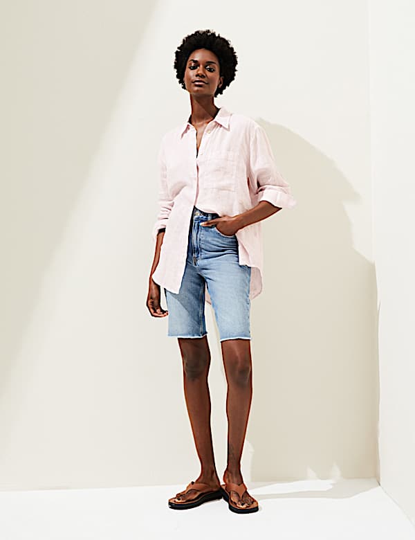 Pure Linen Striped Oversized Shirt