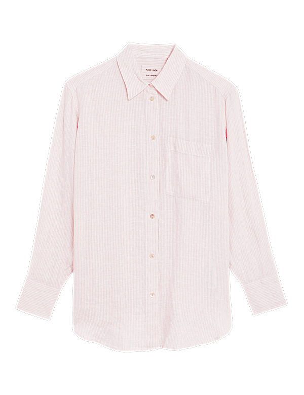 Pure Linen Striped Oversized Shirt