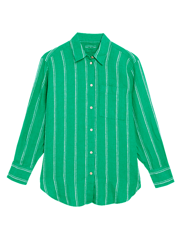 Pure Linen Striped Oversized Shirt