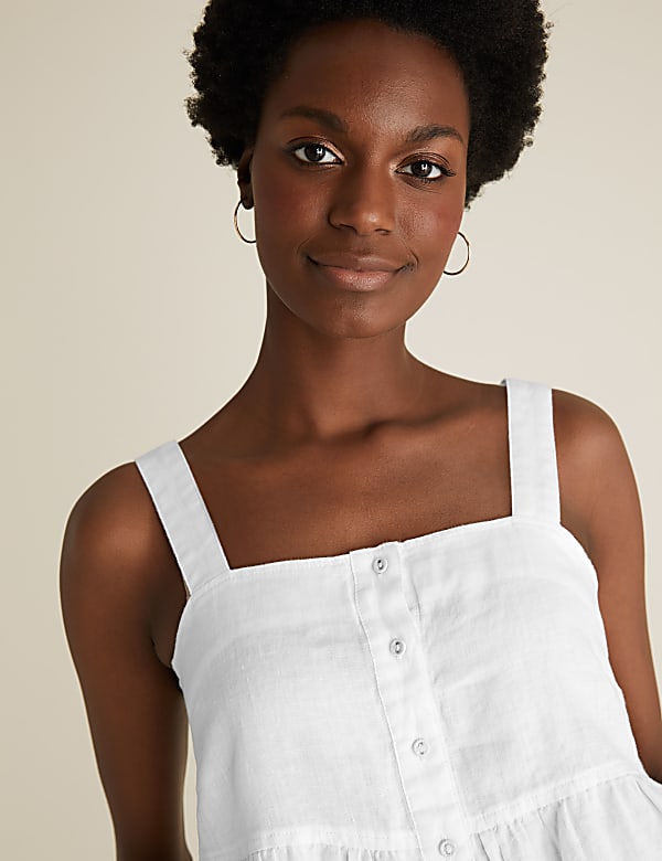 Pure Linen Button Detail Cami Top